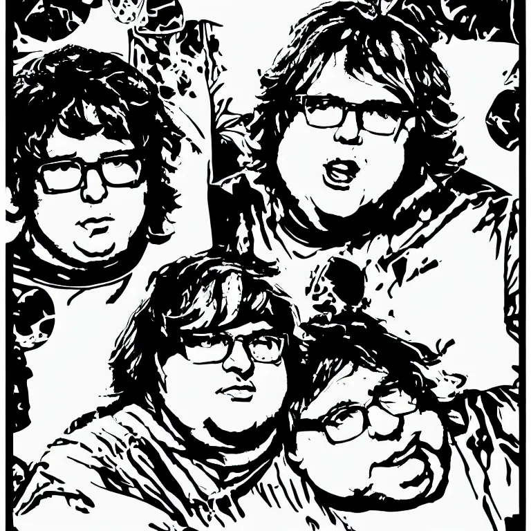 Image similar to andy milonakis & clark duke hybrid, vector, svg sticker art