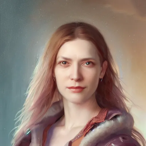 Image similar to portrait of a swedish woman ( 3 5 ) from sweden in 2 0 2 1, an oil painting by ross tran and thomas kincade