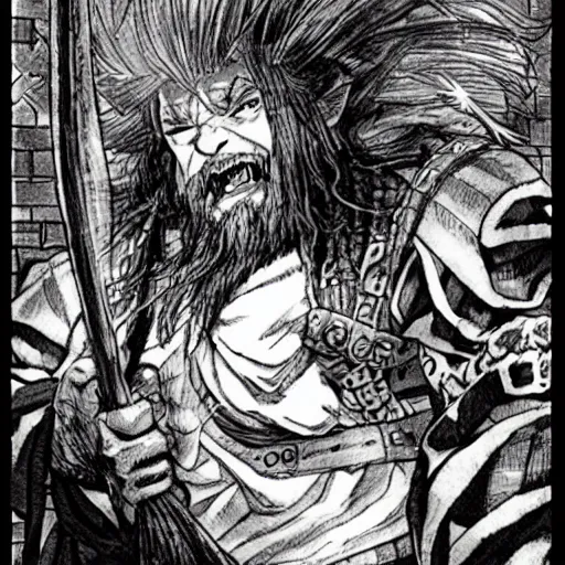 Prompt: “dnd dwarf, by takehiko inoue, manga”