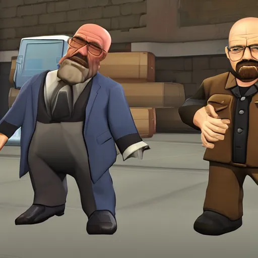 Prompt: heavy tf2 vs walter white