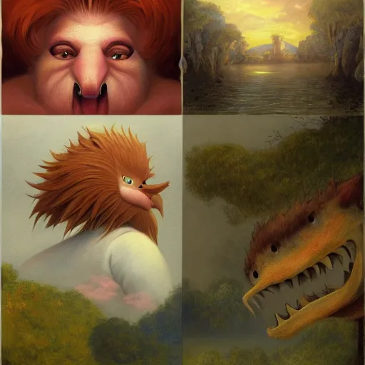 Image similar to aesthetic by christophe vacher, by jean - antoine watteau monster rancher, sonic the hedgehog. a beautiful digital art of a giant head. the head is bald & has a big nose. the eyes are wide open & have a crazy look. the mouth is open & has sharp teeth. the neck is long & thin.