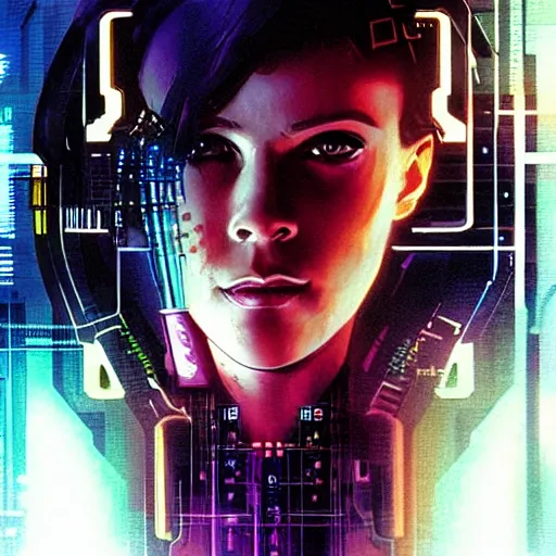 Image similar to Molly from the novel Neuromancer, eye implants, portrait shot, cyberpunk, illustration, poster art by Drew Struzan