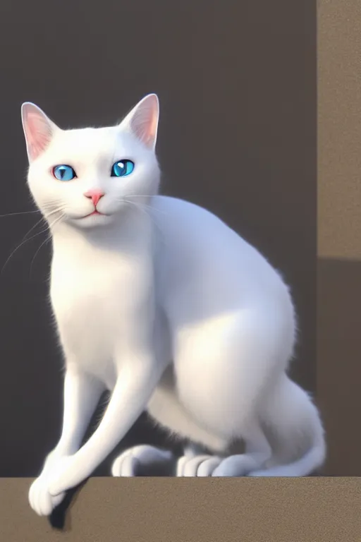 Prompt: a white cat with blue eyes wearing a red formal overcoat, hyperrealistic, concept art, octane render, unreal engine 5, realistic and defined face, profile picture, digital art, pixar and disney style, symmetrical, high quality, highly detailed, high coherence, path traced, house background, low contrast, beautiful, elegant clothes