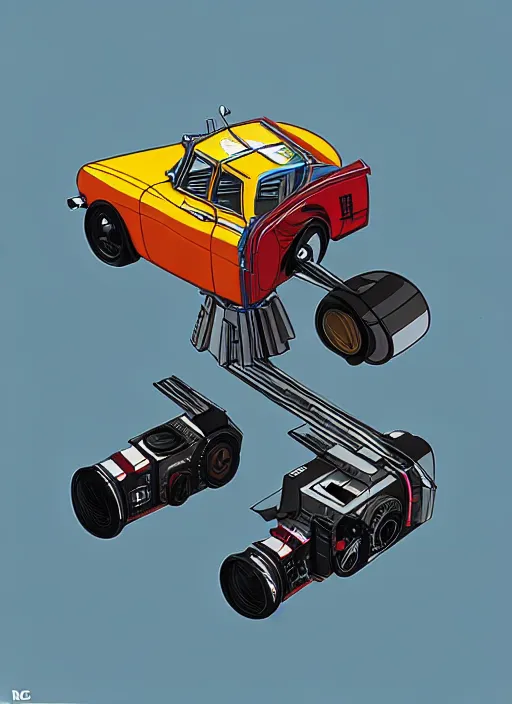 Image similar to ( mgb ( vehicle ) ) as a transformer, sharpfocus, style of transformers animation, photorealism, canon 5 d 5 0 mm lens, isometric
