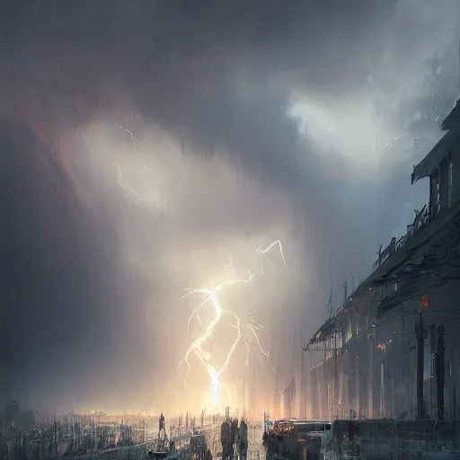 Prompt: the lightning strike by greg rutkowski and wlop