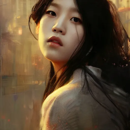 Image similar to jisoo of blackpink, hyperrealistic portrait, bladerunner street, art of elysium by jeremy mann and alphonse mucha, fantasy art, photo realistic, dynamic lighting, artstation, poster, volumetric lighting, very detailed face, 8 k, award winning