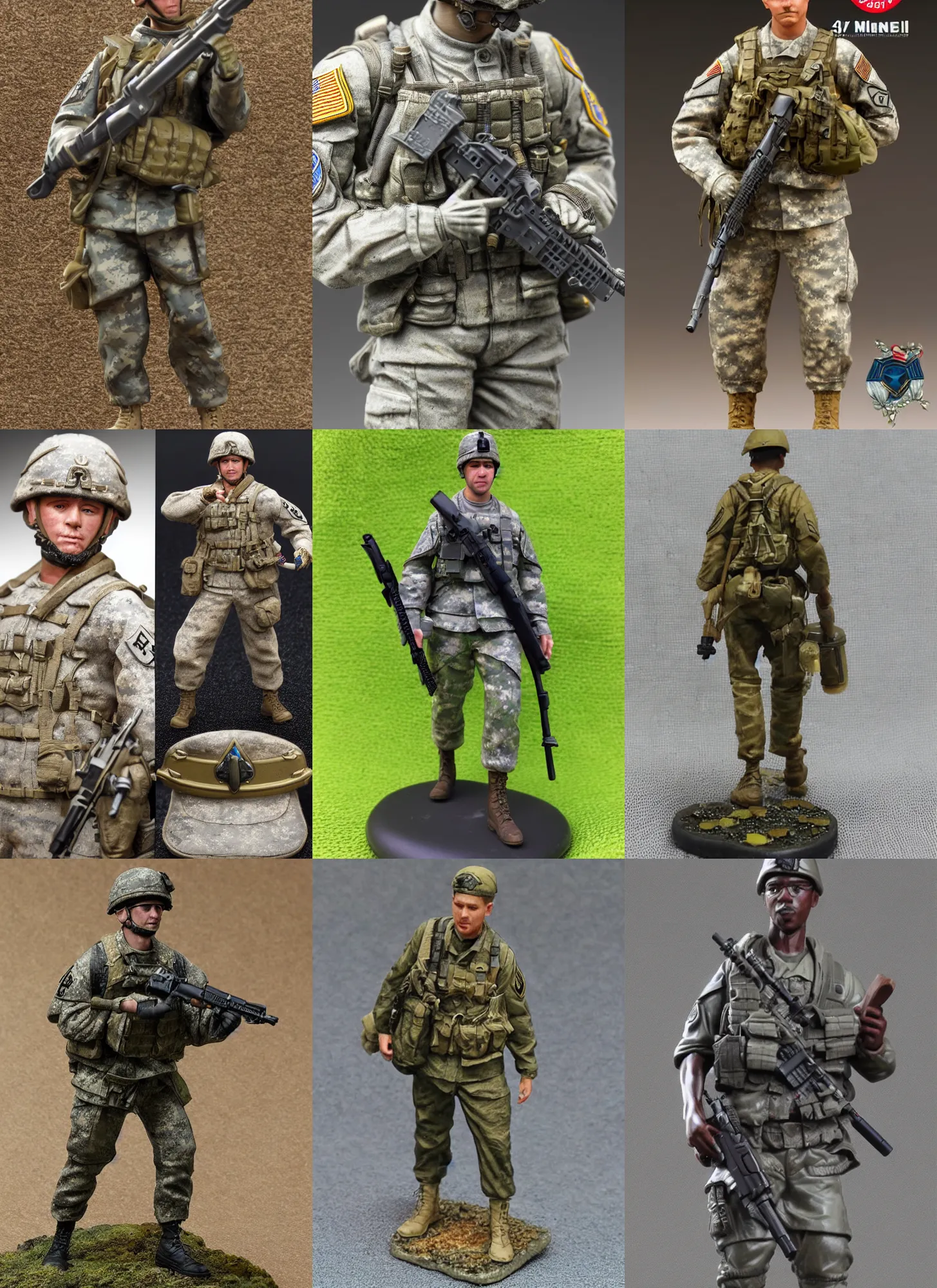 Prompt: 80mm resin detailed miniature of a US Army soldier, Product Introduction Photos, 4K, Full body