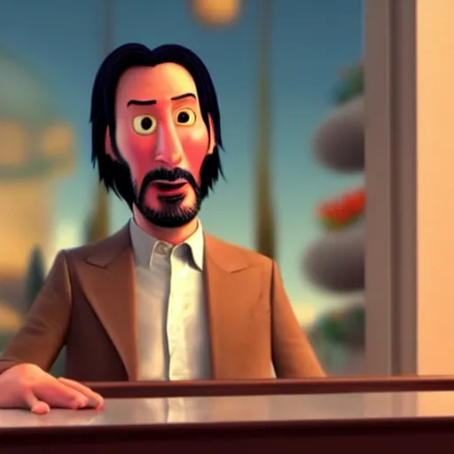 Image similar to Keanu reeves in the pixar film