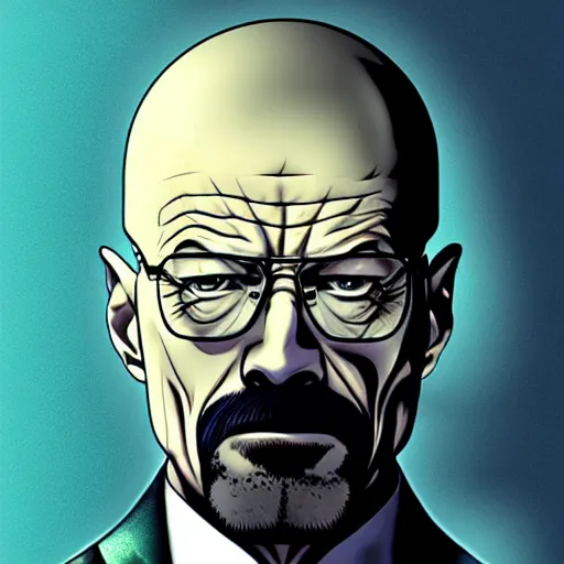 Image similar to walter white in jojos bizarre adventure, 4 k, hyper realistic, anime style, illustration