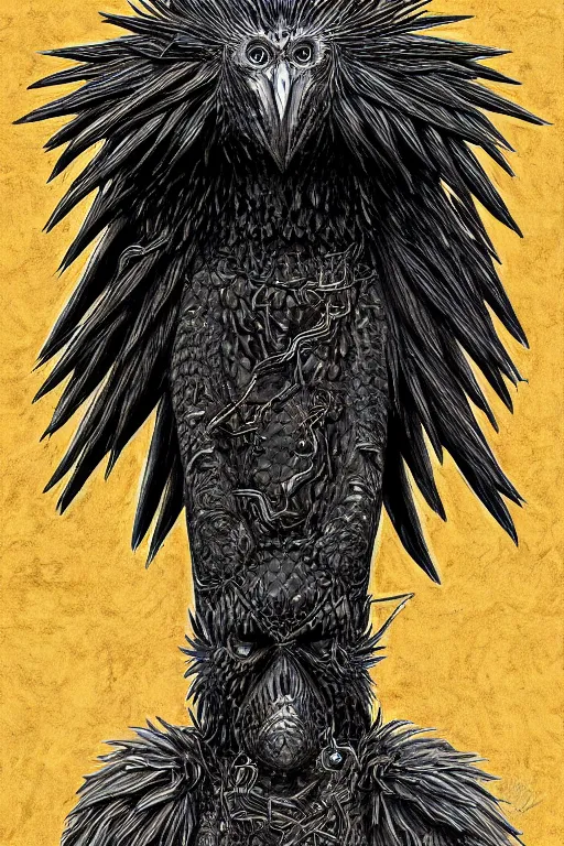 Image similar to raven monster, symmetrical, highly detailed, digital art, sharp focus, trending on art station, kentaro miura manga art style