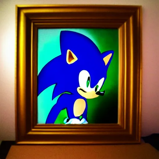 Prompt: sonic the hedgehog, dramatic lighting oil painting chiaroscuro