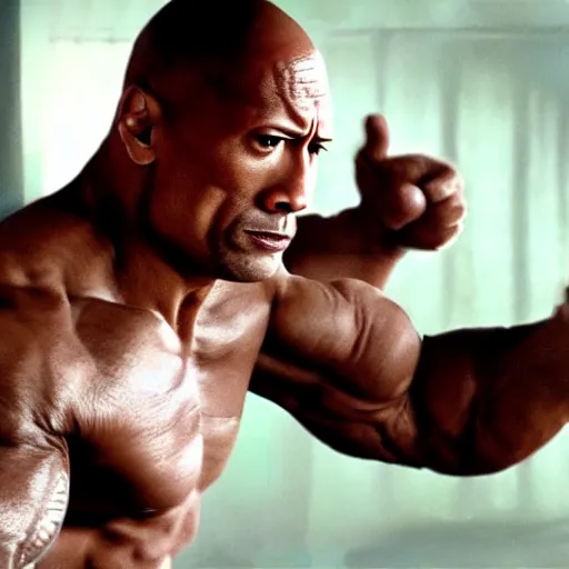 Image similar to film still of dwayne johnson as ip man, pose wing chun style