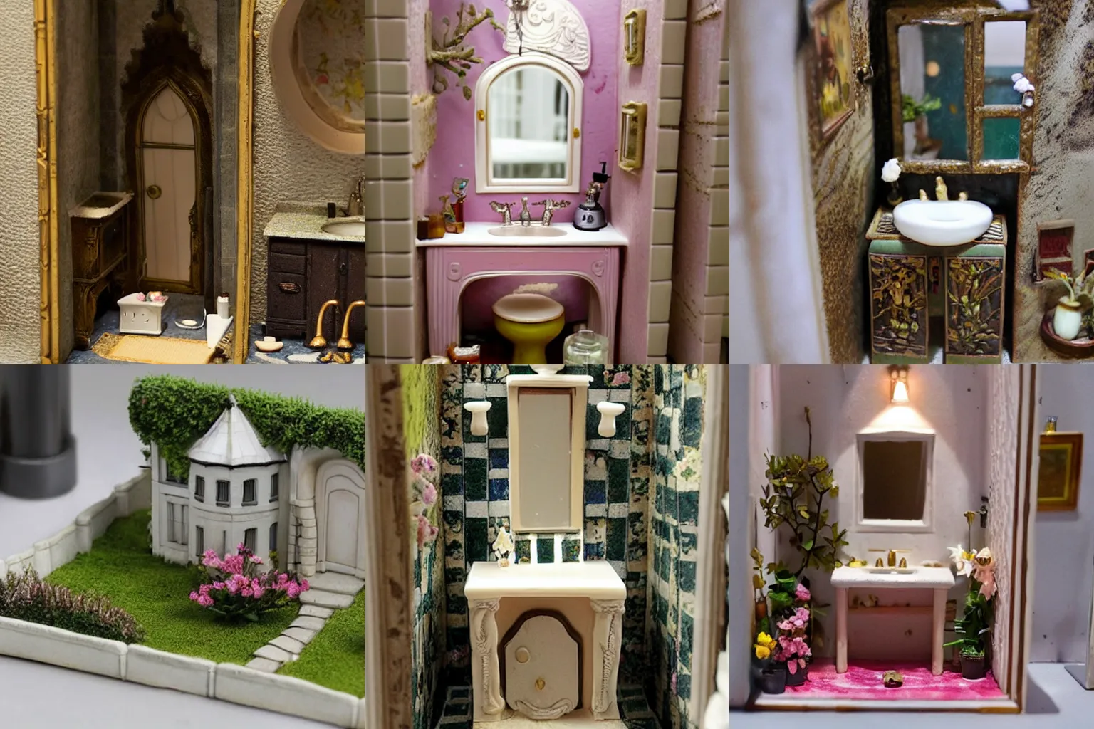 Prompt: miniature diorama of emma watson's bathroom