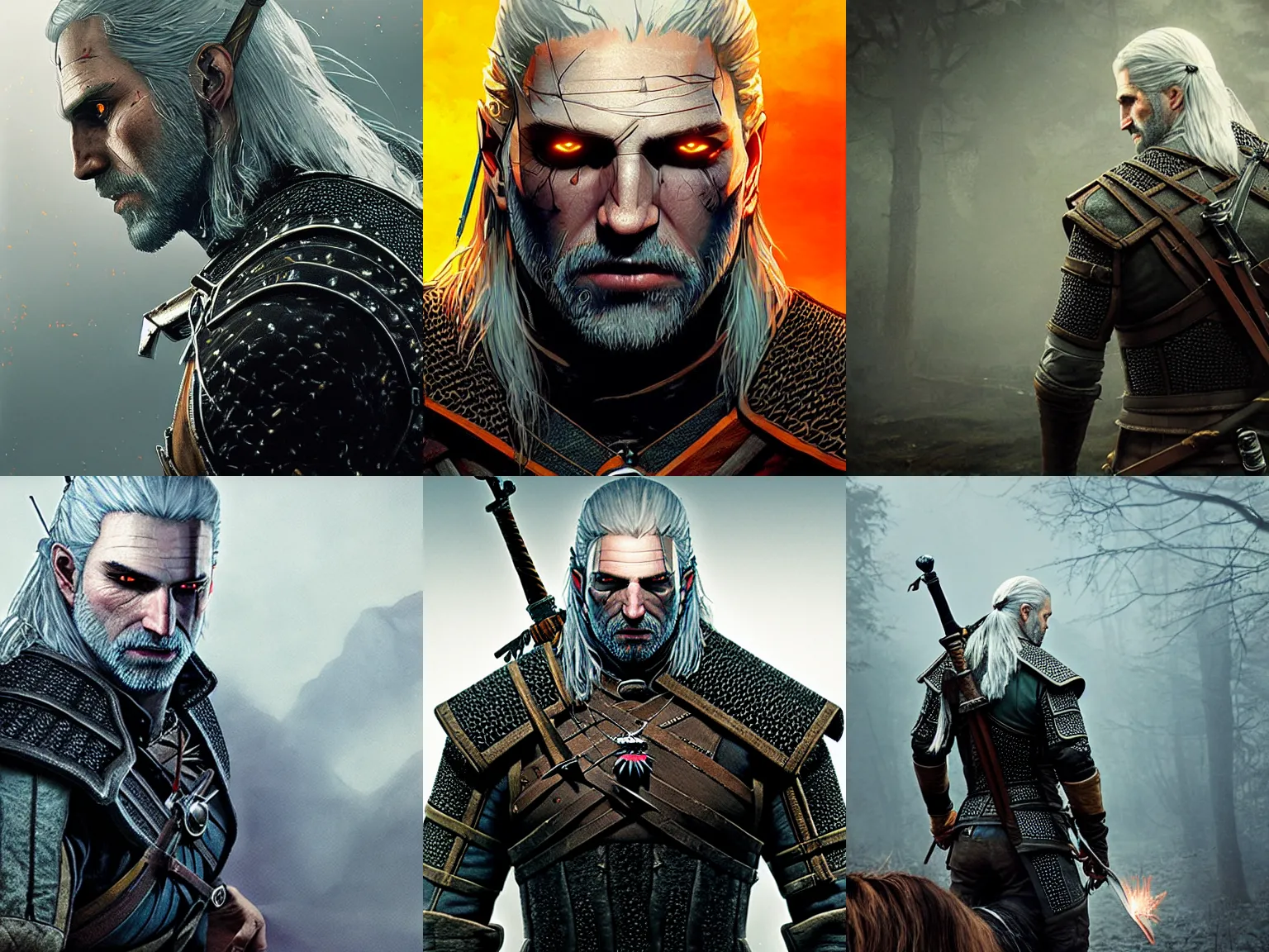 Witcher With Glowing Eyes Illustration Wikiart Stable Diffusion