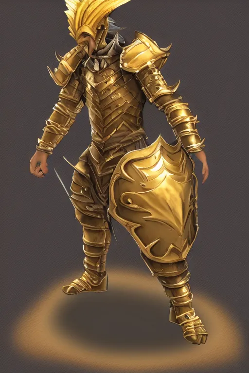 Image similar to Golden dragon born fighter wearing plate armor