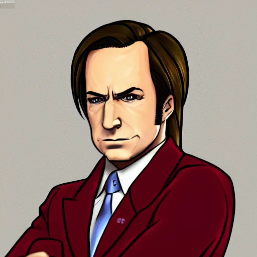 Image similar to Saul Goodman as an ace attorney character, 4K, deviantart, fanart, HD