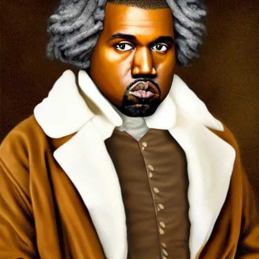 Image similar to kanye west as beethoven, photo realism