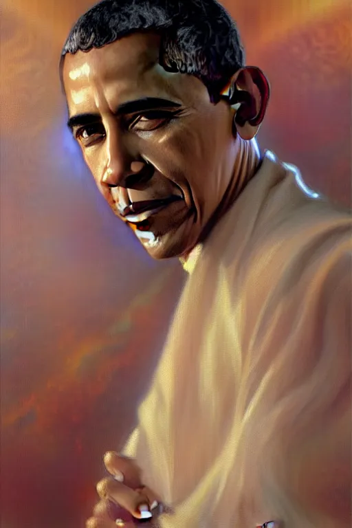 Prompt: barack obama as a attractive man, smooth face, star wars, painting by gaston bussiere, craig mullins, greg rutkowski, alphonse mucha