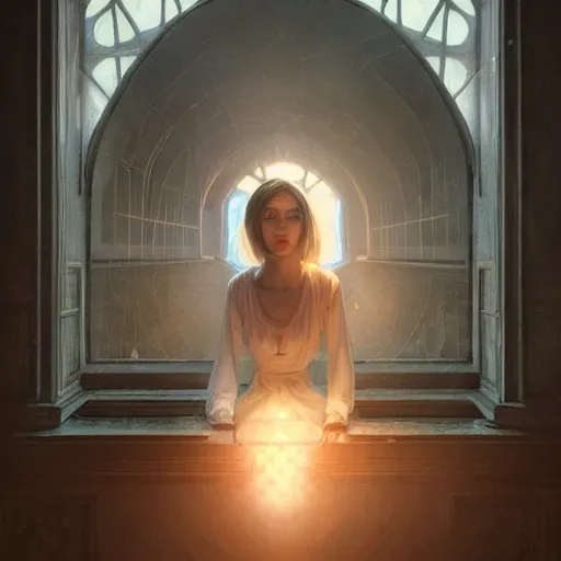 Image similar to perfectly - centered - portrait of a beautiful lady inside abandoned asylum, light comes from the window, intricate, highly detailed, digital painting, artstation, concept art, smooth, sharp focus, illustration, unreal engine 5, 8 k, art by artgerm and greg rutkowski and alphonse mucha