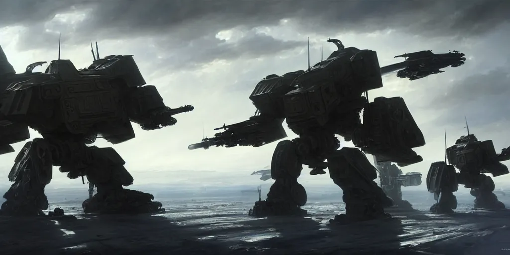 Image similar to hyper realistic sci - fi matte concept art painting of epic cinematic battle between a variety of mechwarriors and soldiers fighting on europa, guns, missiles, explosions, beautiful details, strong composition painted by kim jung guweta studio rutkowski, james gurney and greg rutkowski, and lucasfilm, smooth, intricate, detailed, sharp focus, cinematic