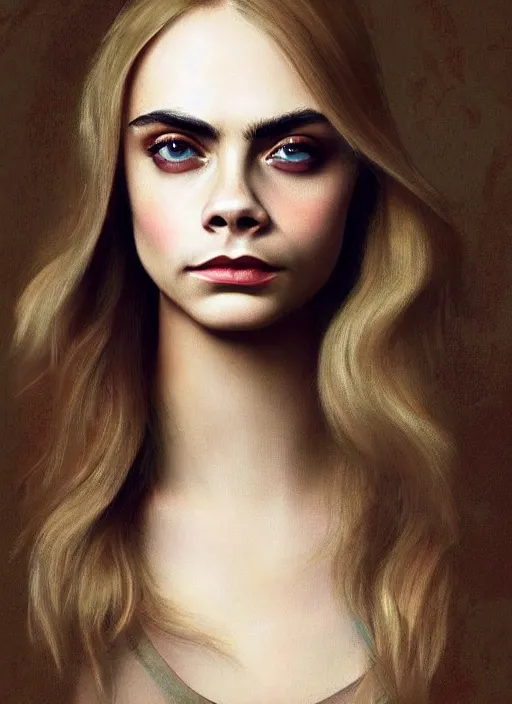 Image similar to cara delevingne painted by leonardo da vinci, detailed digital art, trending on Artstation