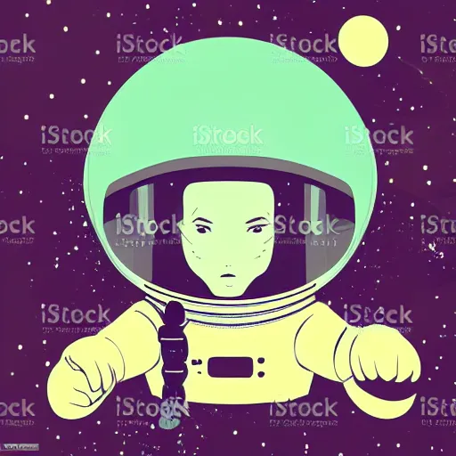 Prompt: an astronaut relaxing in space, manga character, vector art, glitchcore, studio ghibli,