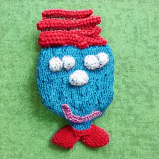 Image similar to squidward as cute knitted