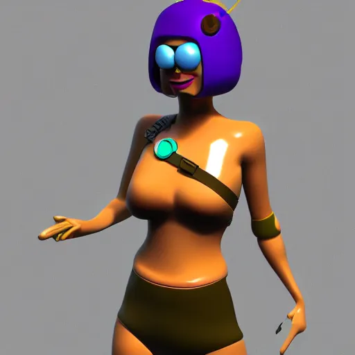 Image similar to leela from futurama, 3 d render