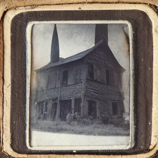 Image similar to tintype photo of a witches house