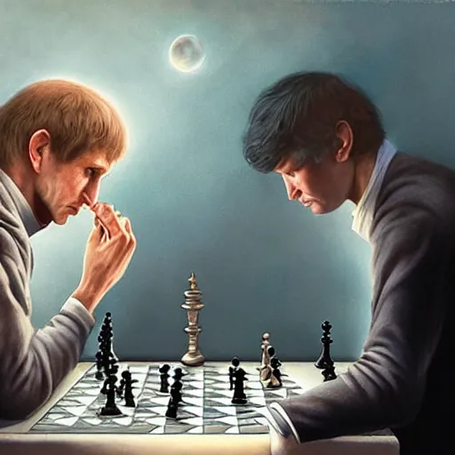 intense moments from the match between bobby fischer, Stable Diffusion