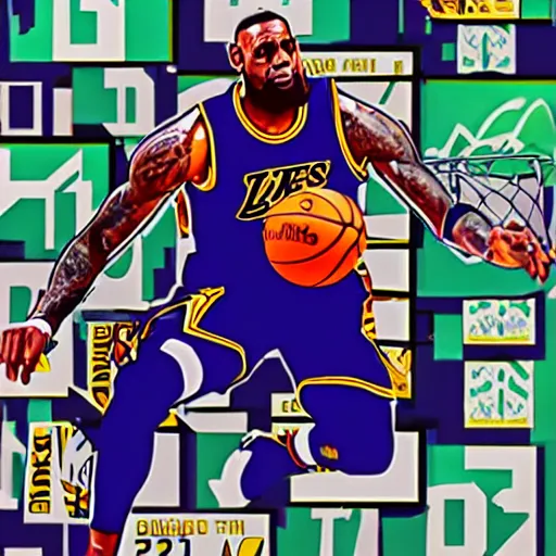 Prompt: lebron james trapped inside of windows 9 5