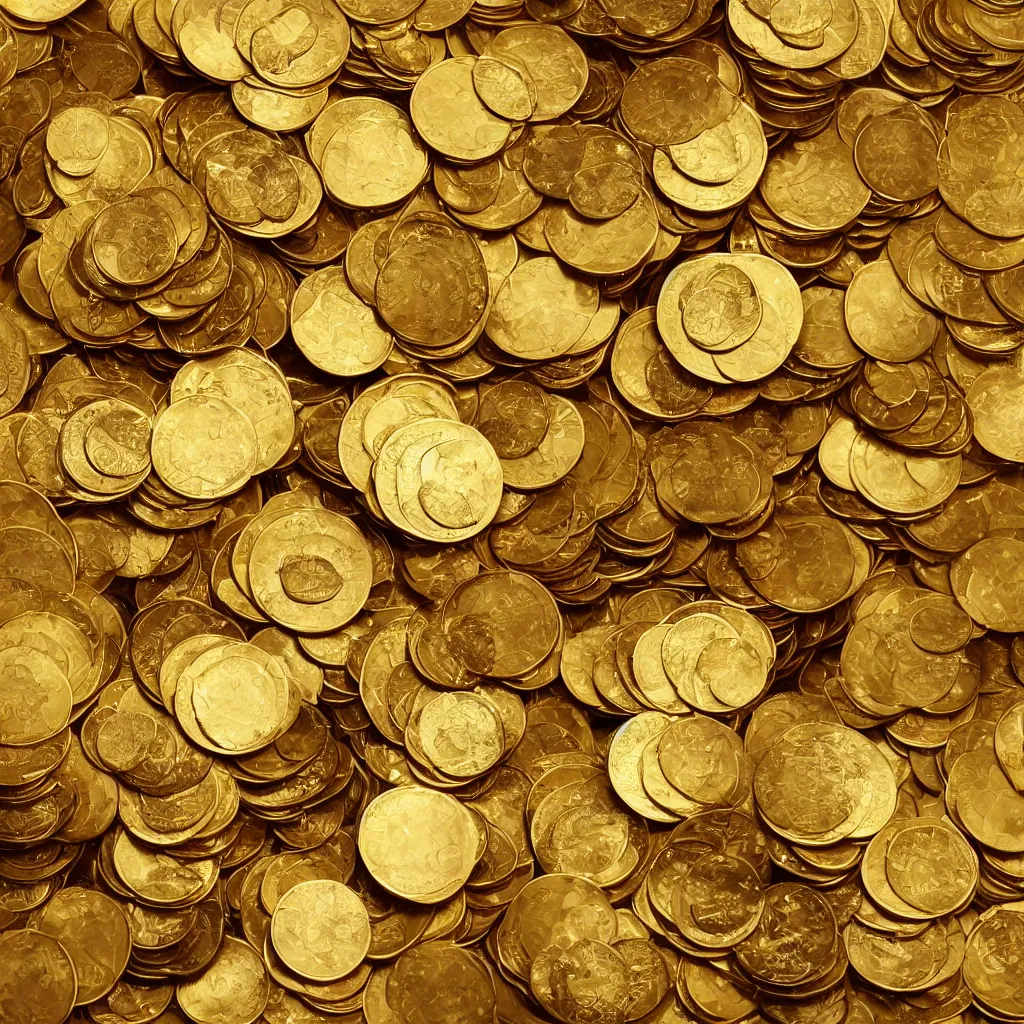 Image similar to a bathtub full of golden coins, full view, product photography