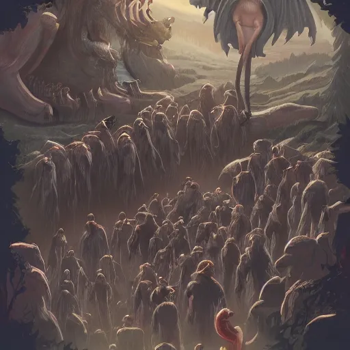 Image similar to Gathering of cryptids, trending on artstation