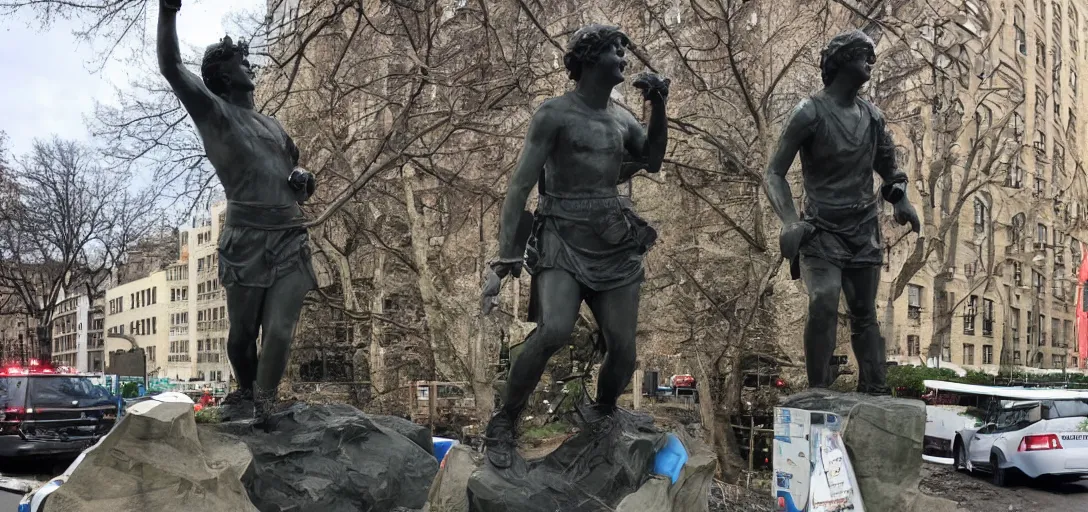 Image similar to statue of david stolen, police find under bridge in new york