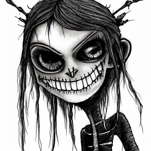 Prompt: grunge drawing of a cartoon monster by mrrevenge, corpse bride style, horror themed, detailed, elegant, intricate