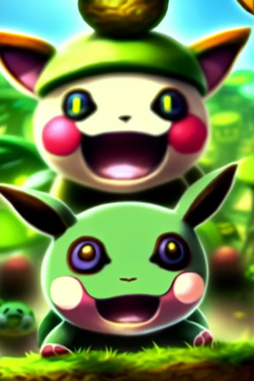 Image similar to teemo, a pokemon trading card of teemo, highly detailed pokemon trading card screenshot