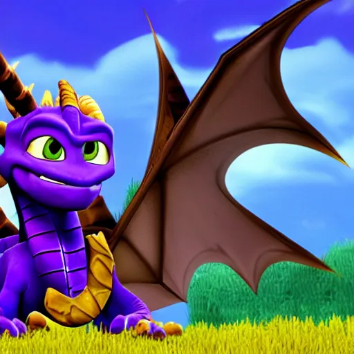 Prompt: dude spyro the dragon got long he's going off the tv screen