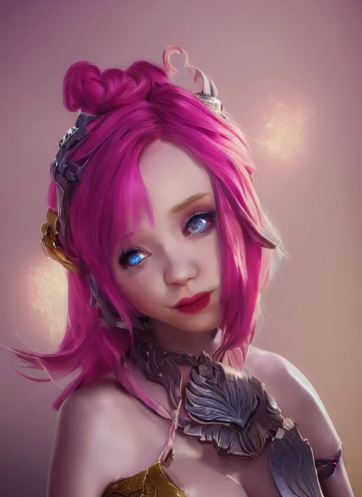 Prompt: joyful seraphine, from league of legends, pink hair, studio microphone, new musical instruments, au naturel, hyper detailed, digital art, trending in artstation, cinematic lighting, studio quality, smooth render, unreal engine 5 rendered, octane rendered, art style by klimt and nixeu and ian sprigger and wlop and krenz cushart