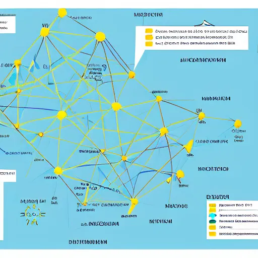 Prompt: map of decentralized african network of governance based on neural network, highliy detailed line drawing