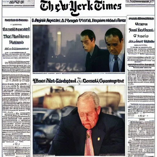 Prompt: front page of the New York Times on September 11th, 2001