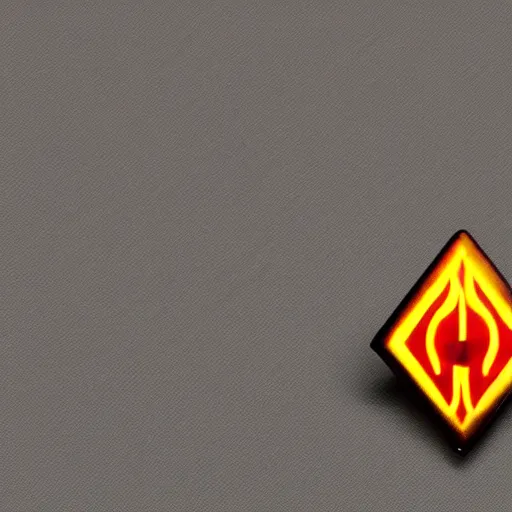 Image similar to a photo of a retro art deco minimalistic clean fire warning enamel pin, studio lighting, behance