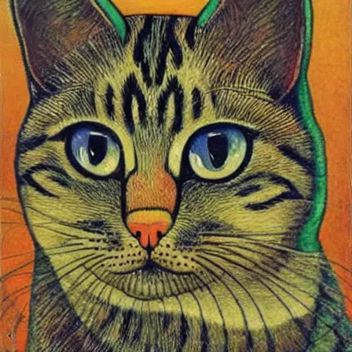 Prompt: portrait of a cat, by louis wain