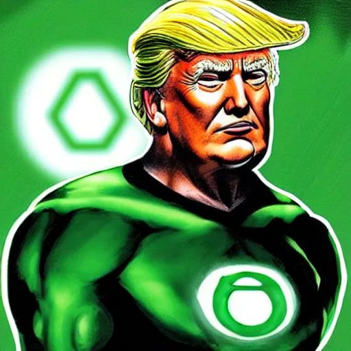 Image similar to Donald Trump as green lantern, concept art