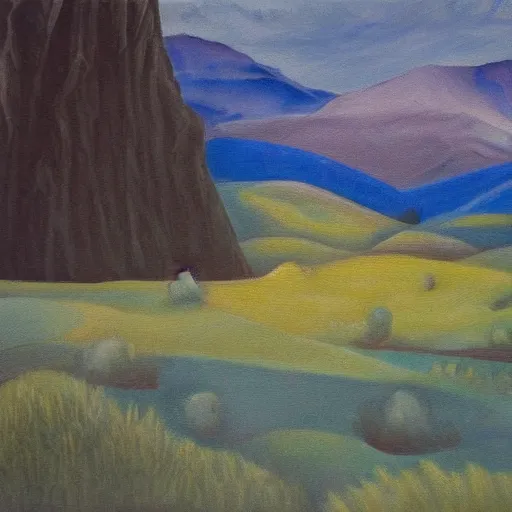 Image similar to landscape, painting by of monsters and men