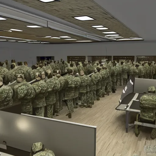 Prompt: interior of military command center, photorealistic, highly detailed