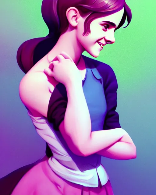 Image similar to beautiful full body Emma Watson smiling illustration by lois van baarle and loish and ross tran and rossdraws and sam yang and samdoesarts and artgerm and Cecil Beaton, Lee Miller, Irving Penn, David Bailey, 3D unreal 5, DAZ, hyperrealistic, octane render, cgsociety