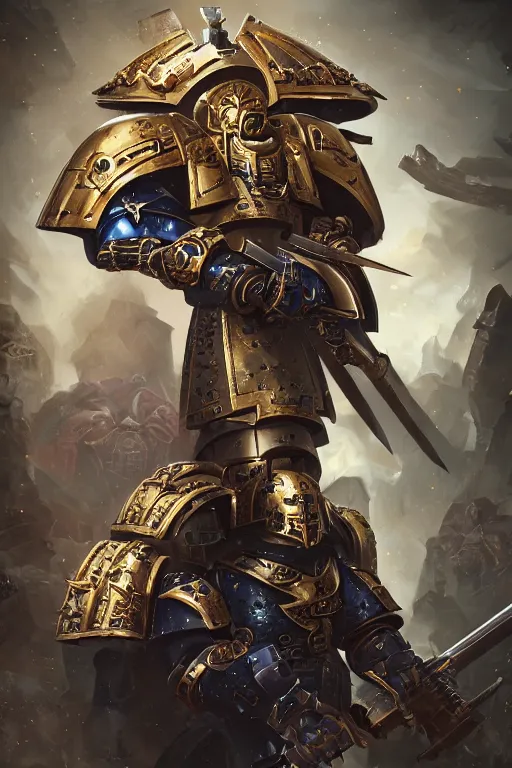 Image similar to armor portrait heros warhammer 4 0 k horus heresy fanart - the primarchs emperor by johannes helgeson animated with vfx concept artist & illustrator global illumination ray tracing hdr fanart arstation zbrush central hardmesh 8 k octane renderer comics stylized