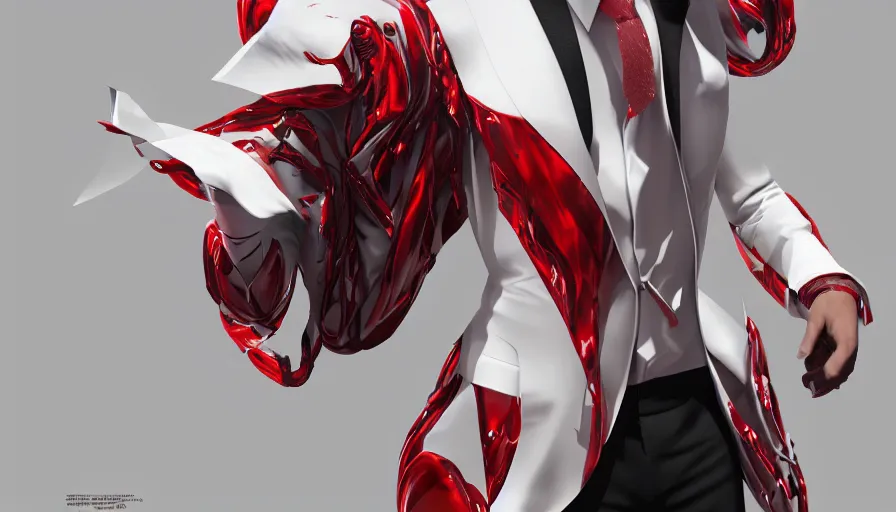 Prompt: Osiris in white suit and red tie, hyperdetailed, artstation, cgsociety, 8k