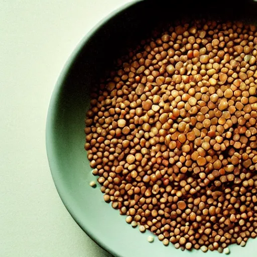 Image similar to a bowl of lentils with tilda swinton face