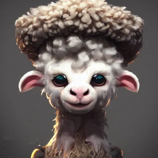 Prompt: a DND small cute sheep monster, made by Stanley Artgerm Lau, WLOP, Rossdraws, ArtStation, CGSociety, concept art, cgsociety, octane render, trending on artstation, artstationHD, artstationHQ, unreal engine, 4k, 8k,